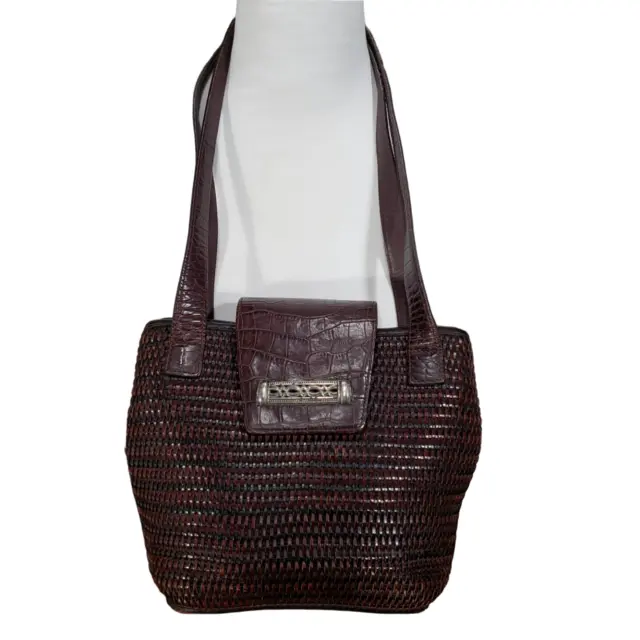 Brighton Crossbody Handbag  Brown Leather Weave Purse Shoulder Bag