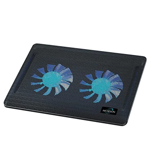AICHESON Laptop Cooling Pad 2 1000RPM Fans Portable Computer Cooler Blue LEDs...
