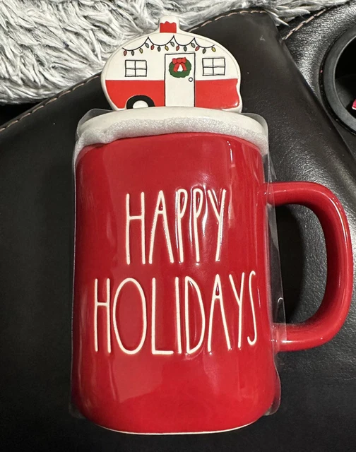 NEW Rae Dunn "HAPPY HOLIDAYS” Christmas Mug Travel Trailer Topper Sealed