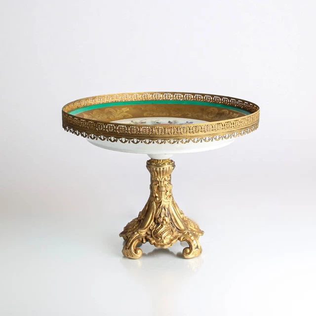 Gran carcasa de repuesto LIMOGES pintada a mano latón fino montaje alrededor de 1900