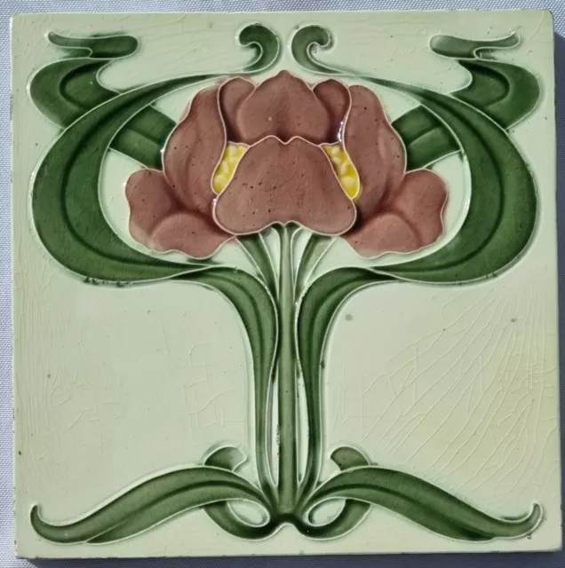 Art Nouveau Majolica Tile. H A Ollivant, Date 1905.