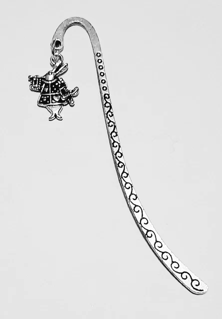 Vintage ALICE IN WONDERLAND Rabbit Tibetan Silver Handmade Bookmark Gift UK
