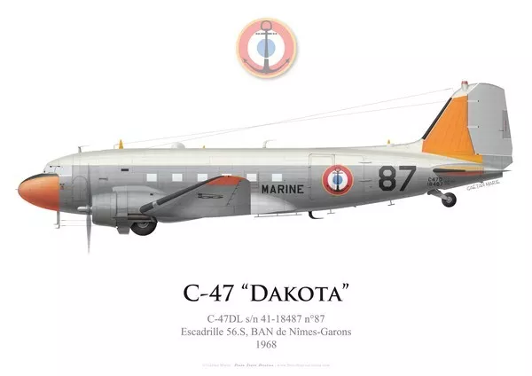 Print C-47 Dakota, Aéronavale, Escadrille 56.S, Nîmes-Garons, 1968 (par G.Marie)