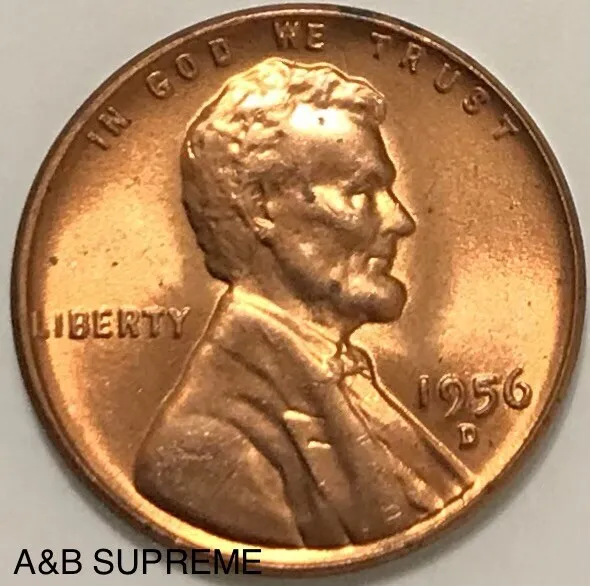 1956 D Lincoln Wheat Cent Bronze Penny Gem Bu Uncirculated