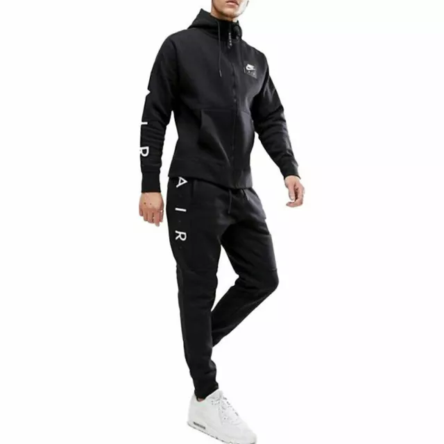 Nike Air Mens Tracksuit Hoody Joggers Sweatpants Fleece Hoodie Bottoms Black 2