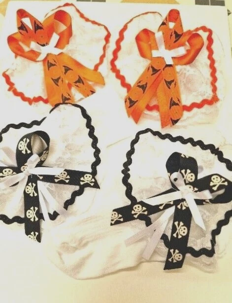 DREAM BABY GIRLS HALLOWEEN ORANGE WITCHES HATS BLACK  SKULL BONES frilly SOCKS