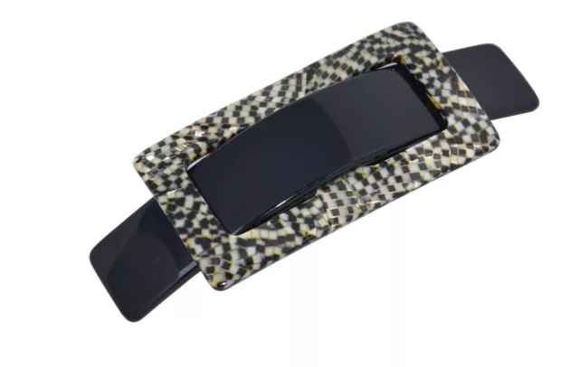 French Amie Rectangular Medium Acetate Handmade Opera Buckle Hair Clip Barrette