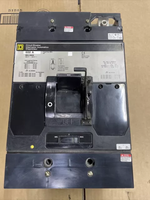 MHL36600 Square D SQD Type MAL Gray Label Circuit Breaker 3 Pole 600 Amp 600V