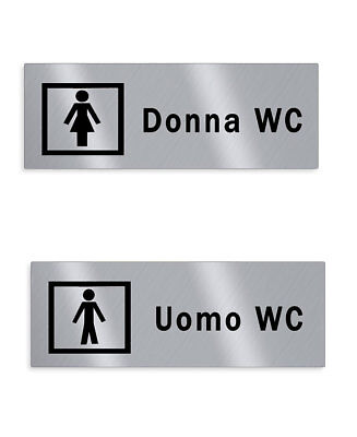 Argento 1 Paio WC Segno Targa Toilette Bagno Porta Targhetta Adesiva Segnaletica Simbolo Uomo e Donna Decorazione Domestica 