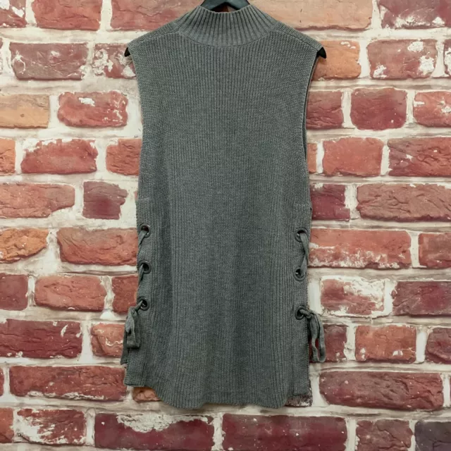 DO+BE Sweater Small Or Medium Gray Side Lace Up Knit Sleeveless Tunic 3