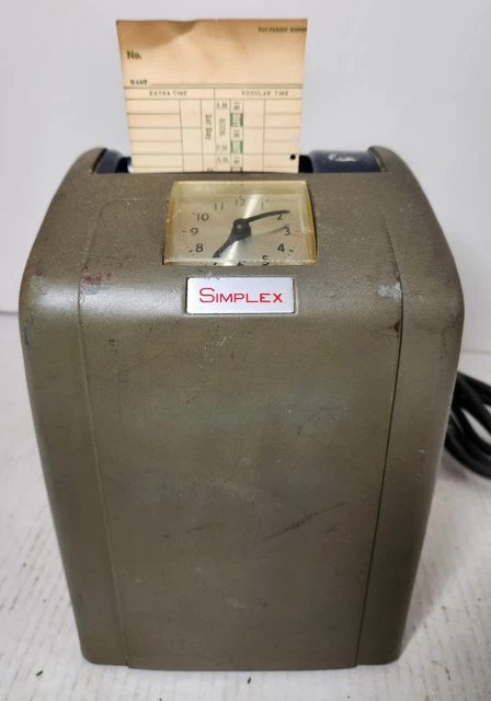 SIMPLEX TIME RECORDER Company Time Clock Stamp 8400-S Vintage ...
