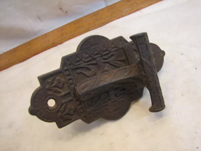 Antique Eastlake Cast Iron Door Bell Handle Latch Pull Ornate Hardware Doorbell
