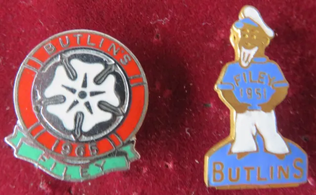Vintage Butlins holiday camp Filey enamel pin badges