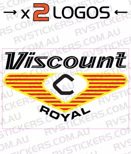 2x 380mm VISCOUNT 1970s ROYAL SQUARE LOGO vintage retro Caravan decal