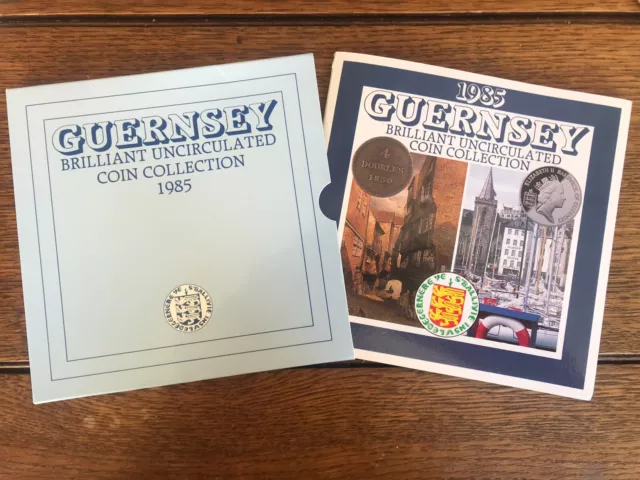 1985 Guernsey Brilliant Uncirculated 7 Coin Collection Royal Mint Issued