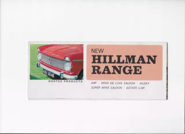 1965 Hillman brochure: Hillman Imp, Husky, Minx, Super Minx saloon & estate car