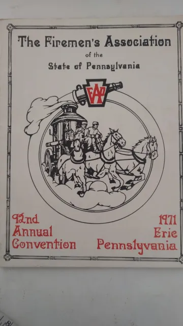 Vintage 1971 92nd Annual Convention Pennsylvania Firemen's Association Program