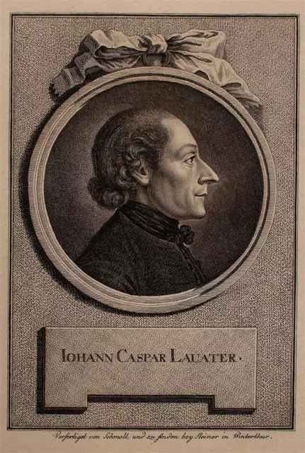 Johann Caspar Lavater Porträt Georg Friedrich Schmoll Original Kupferstich o.J.