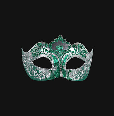 Mask from Venice Colombine IN Tip Green Silver IN Paper Mache Venetian 155