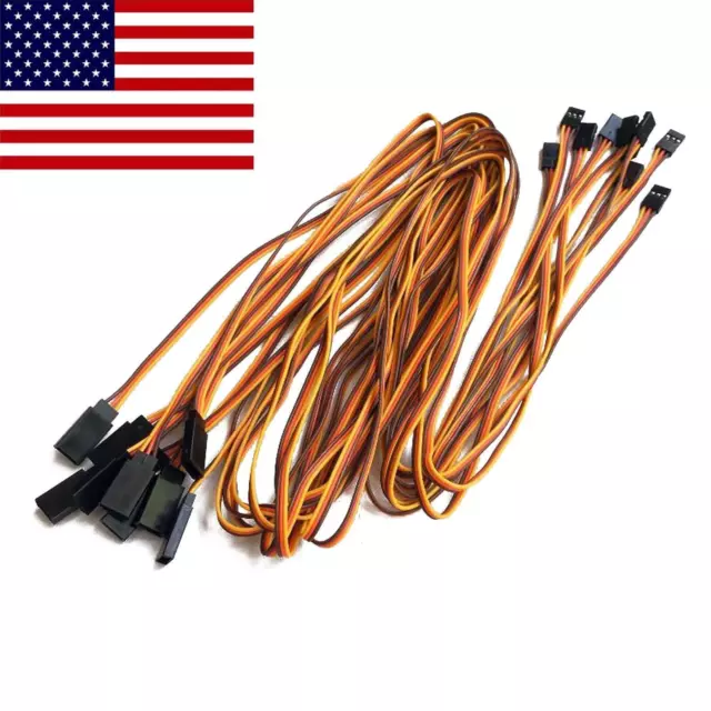 10PCS 1000mm 26AWG Servo Extension Cord Lead Wire Cable JR Futaba Plug 100cm RC