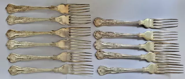 11 Vintage Kings Pattern A1 Silver Plated Dessert Fish Forks. Ref:bd
