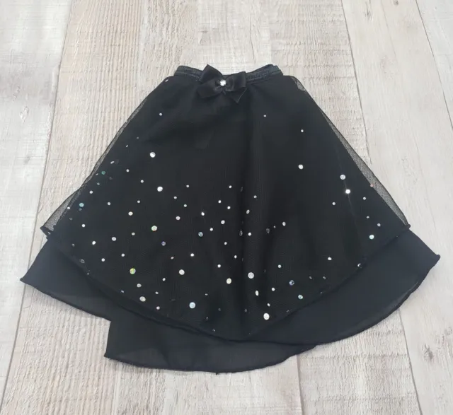 Danz N Motion Black Dance Skirt Tutu Mesh Sparkling Hologram Dots Size T-Small