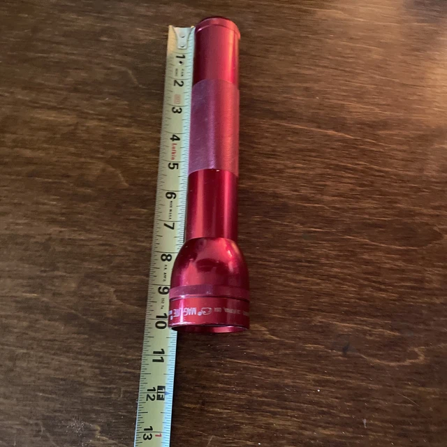 VINTAGE RED MAGLITE Maglite Flash Light 2D Cell WorkingTested!! 15.