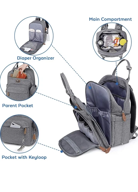 Anas Baby Diaper Bag with Changing Station. Waterproof Portable , Large Capacity