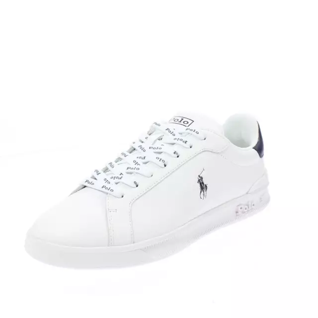 Ralph Lauren Heritage Court - Sneakers Basse In Pelle Bianco - Uomo Scarpe