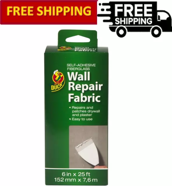 Duck Brand Self-Adhesive Drywall Repair Fabric, White, 6 in x 25 ft, Single Roll