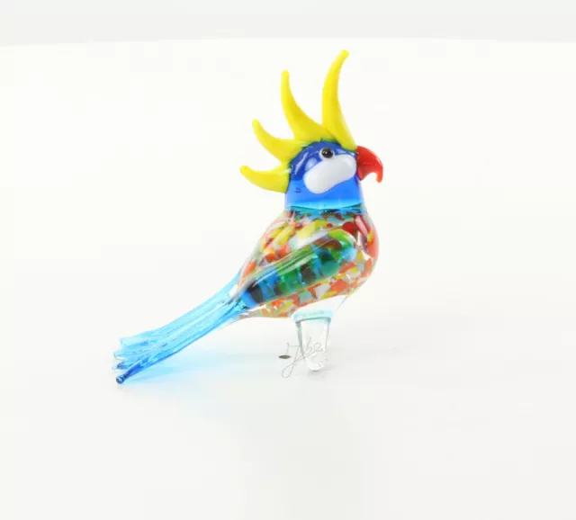 9973563-x Vetro Figura Uccello Colorato Kakadu 7cm Risoluzione Raccolta
