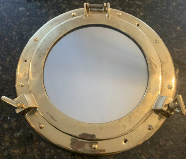 Maritime Brass Porthole Round mirror wall decor 11.5"