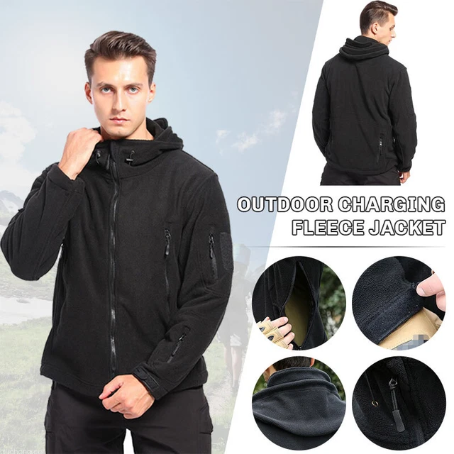 Outdoor Windproof Warm Mens Polar Fleece Jacket Full Zip Pocket Coat Travel