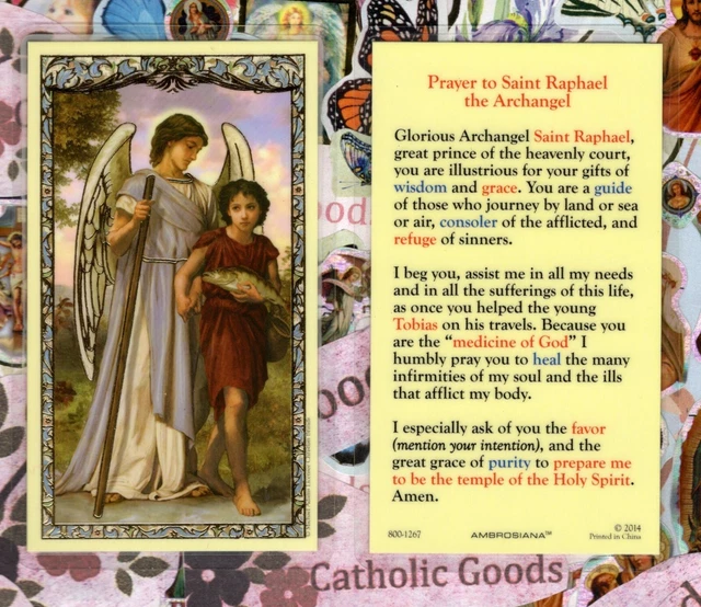 {HOLY CARD/LAMINATED}*PRAYER TO Saint Raphael The Archangel" Holy
