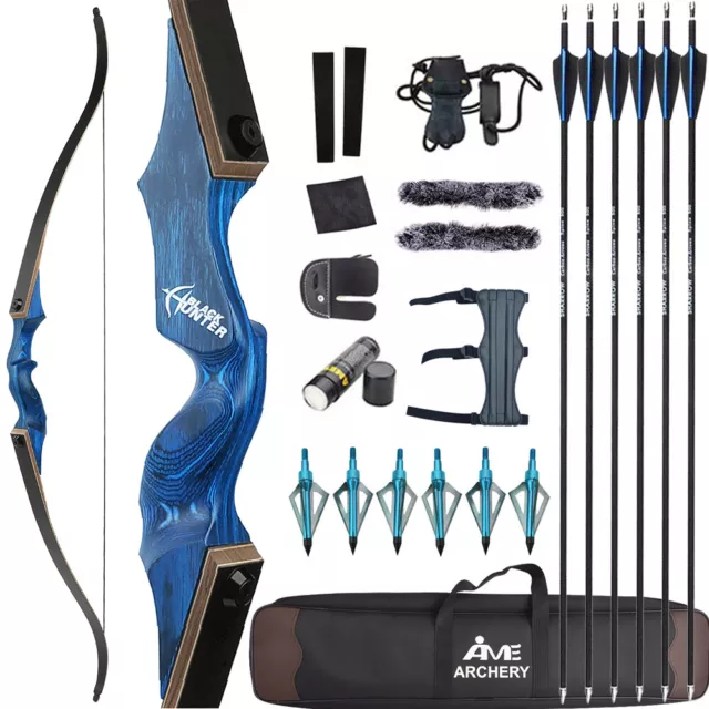Wood Riser Archary 60'' TAKEDOWN RECURVE Bow 20-60lbs Limbs Wooden Riser Archery Hunting ...