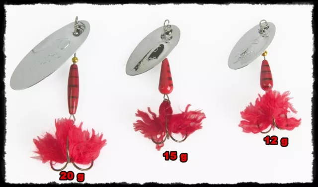 cucchiaino primax pike fiocco rosso rotante artificiale pesca spinning luccio