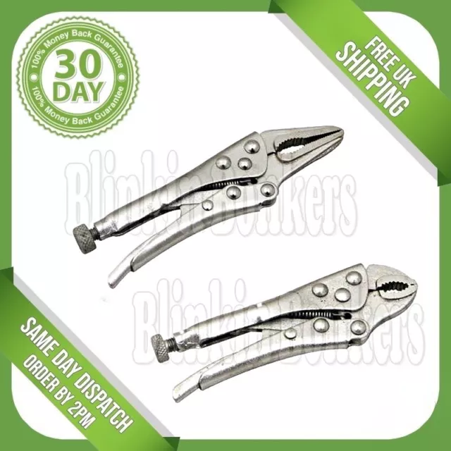 Mole Grips Set Locking Adjustable Small Curved Jaw Wrench Pliers Vice Clamp Tool