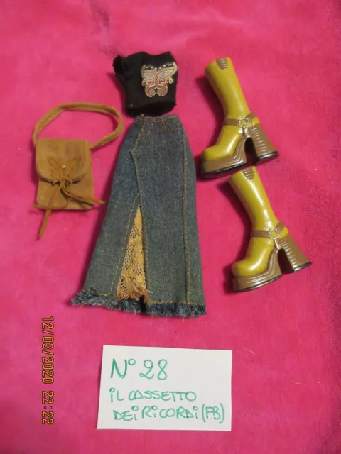 Bratz :Abito Girl N 28 Girl,Outfit,Lotto,Top.gonna Jeans Lunga , Borsa,Stivali