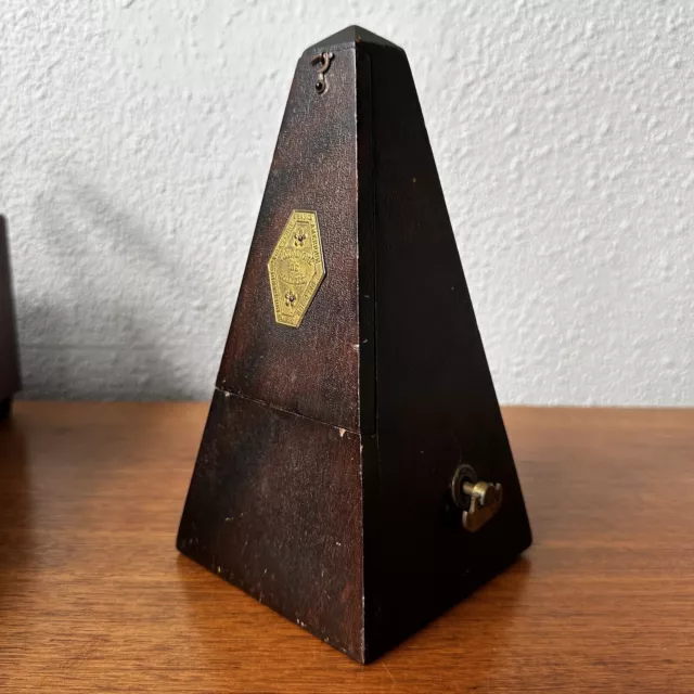 Hollande Angleterre Improved Maelzel Metronome Windup Wood Vtg Antique Paris