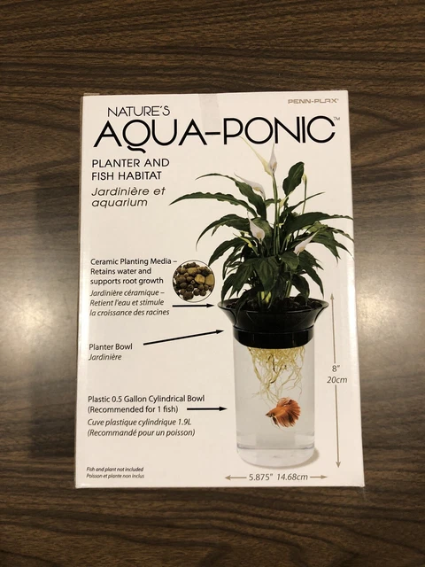 Penn-Plax Aquaponic Planter and Aquarium for Fish Tank for Plants and Fish