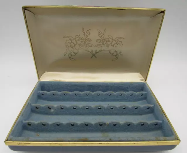 Jewelry Box Clamshell Hard Case Vintage Travel Teal Blue Floral Retro Earrings