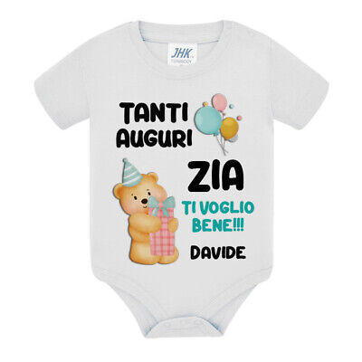 Body neonato neonata Auguri zia! Personalizzato con nome! Compleanno!