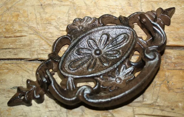 2 Cast Iron Antique Victorian Style OVAL Drawer Pull, Barn Handle, Door Handles 3