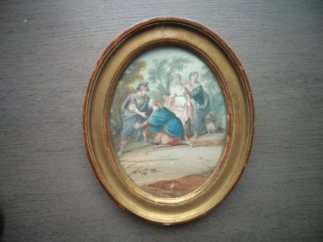 Tableau ancien Belle Gouache Mythologique Epoque Fin XVIII début XIXème siècle