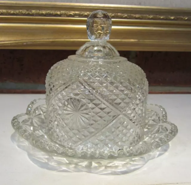 Vintage 1973 AVON Fostoria Crystal Cover Butter or CHEESE DOME w/Matching Plate