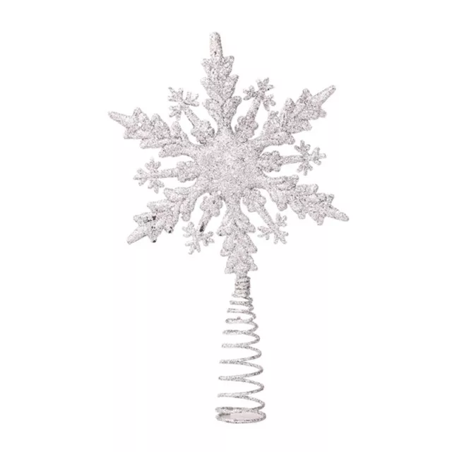 Christmas Tree Star Glitter Hollow Out 3D Snowflake Treetop Decor 2