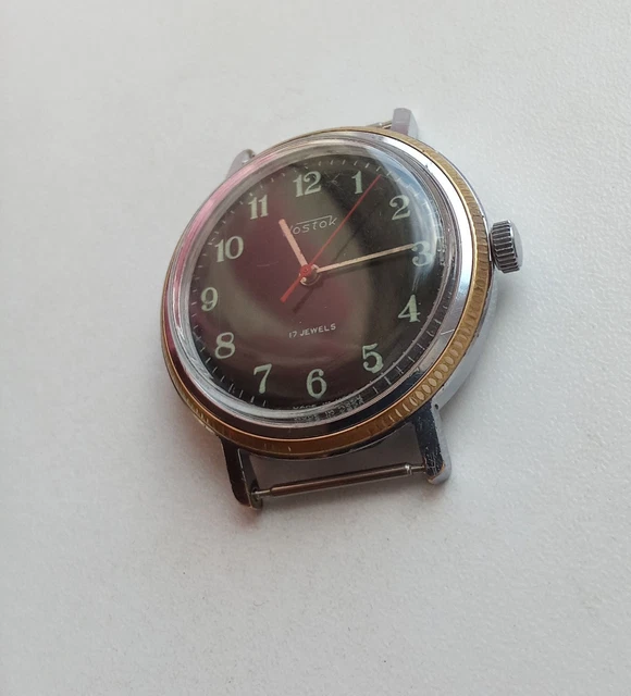 Montre Ancienne Homme LUX 17 Rubis - Mécanique à Remontoir - Boîtier Laiton - Cadran Noir - Vintage