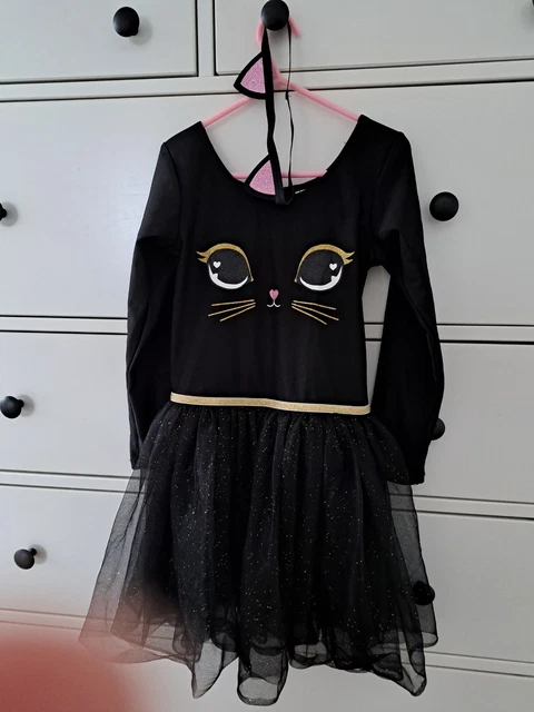 🖤KOSTÜM🖤🖤KATZE🖤MÄDCHEN🖤 FASCHING 🖤H&M🖤 134/140🖤 TOP Zustand🖤mit Ohren🖤