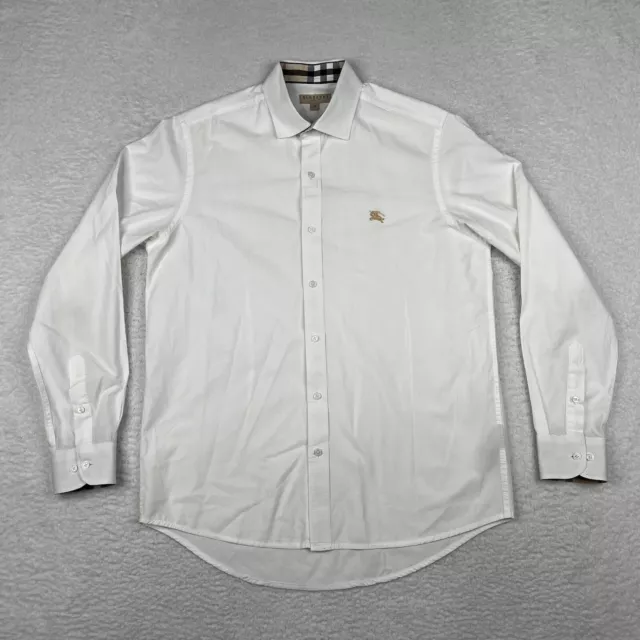 Burberry Brit Shirt Mens Medium White Nova Flip Cuff Dress Shirt Long Sleeve 2