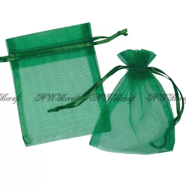 Forest/Dark Green Organza Gift Favour Bags Wedding Jewellery Drawstring Pouches